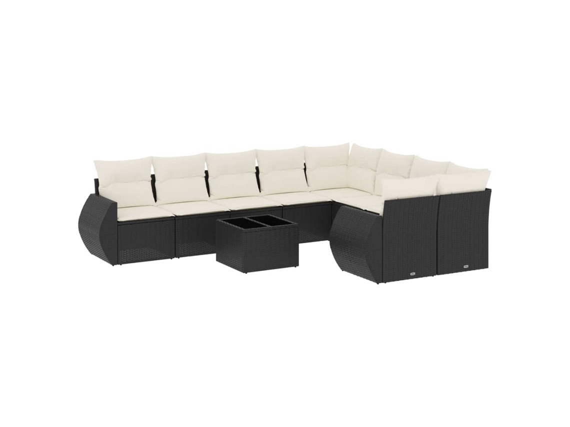 Maison Exclusive - Set De Sofás De Jardín 10 Pzas Cojines Ratán Sintético Negro