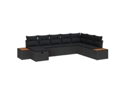 Maison Exclusive - Conjunto De Sofá De Jardín Con Cojín Negro Ratán Sintético