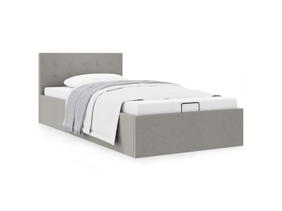 Cama Hidráulica Almacenaje Sin Colchón Gris Claro 100x200 Cm