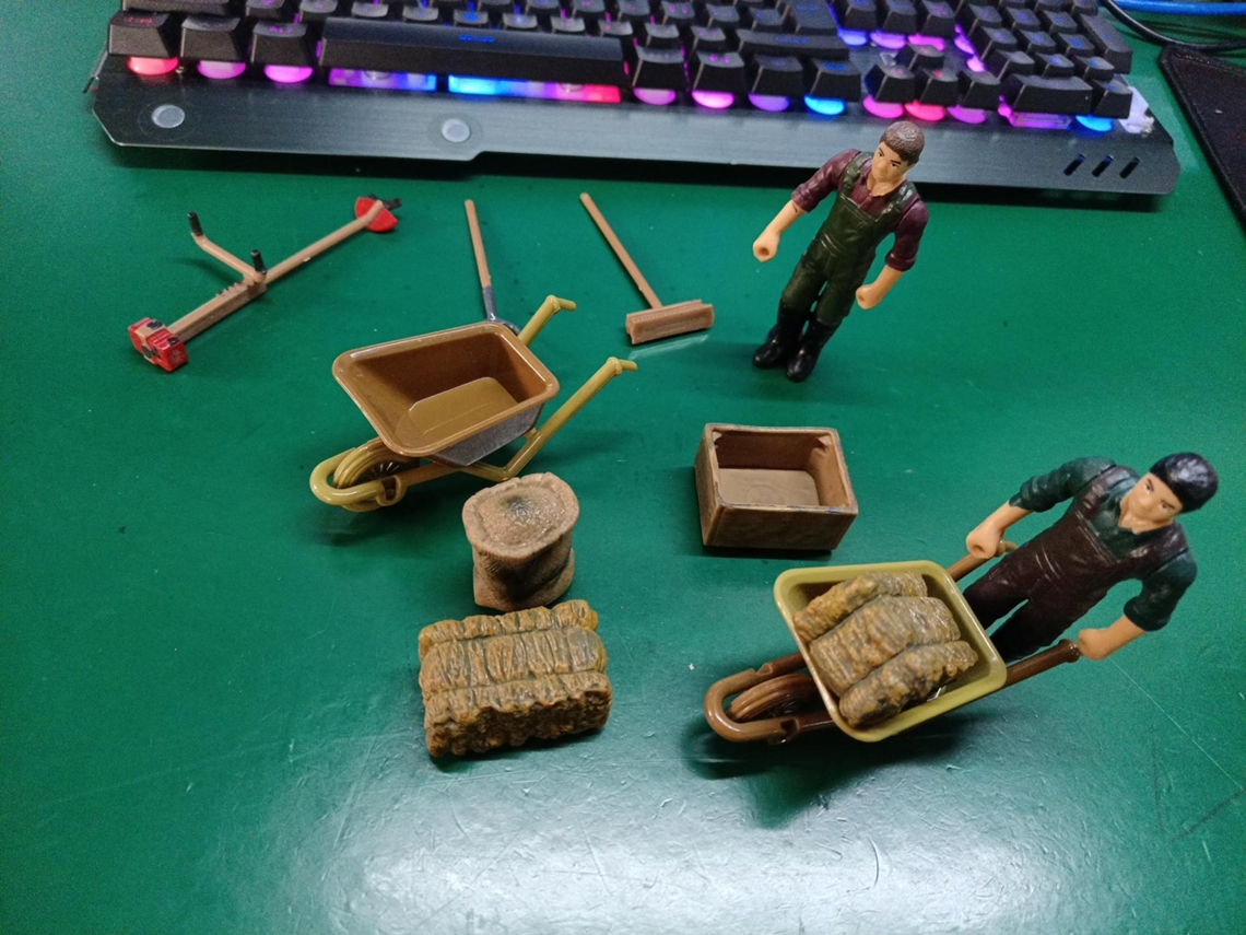Conjunto De Acessórios De Fazenda Com Bonecos Miniatura E Ferramentas Educativas