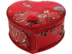 Joyería Forma Corazón Almacenamiento Portátil Capacidad Estilo Sencillo Personal Viaje Caja Tela Roja Gran Uso