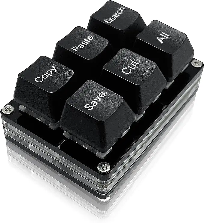 (negro) Teclado De Una Mano Con 6 Teclas Para Copiar, Pegar, Buscar, Guardar Y Cortar