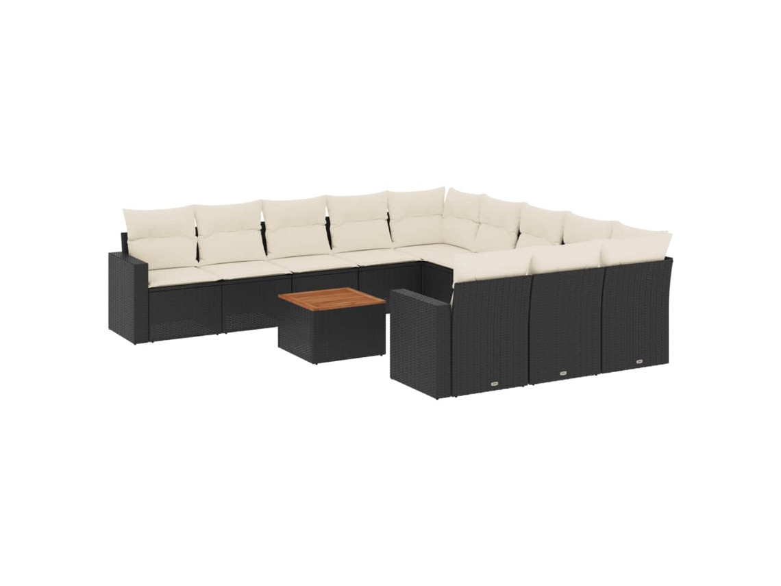 Maison Exclusive - Juego de sofás de jardín de 12 piezas con cojines de mimbre, color negro