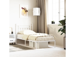Marco de Cama con Cabecero Metal Blanco (90x190cm)