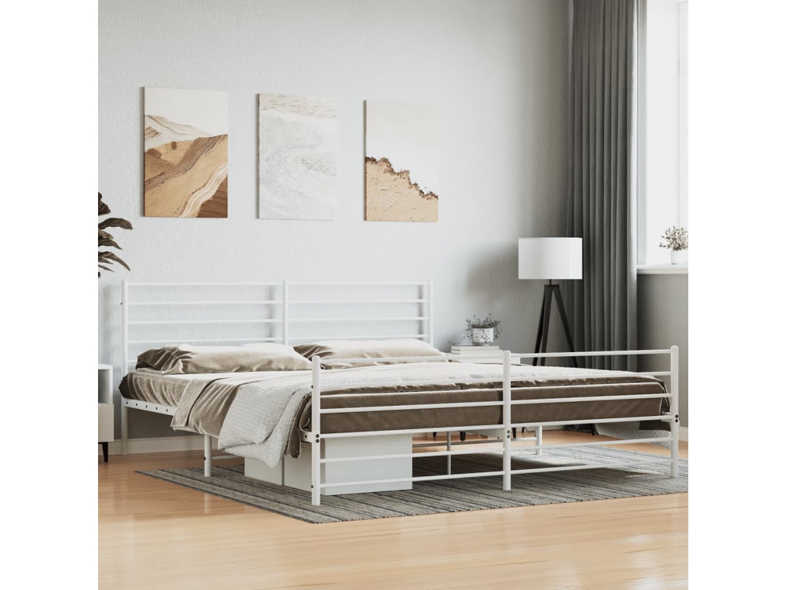 Estructura Cama Sin Colchón Con Estribo Metal Blanco 180x200 Cm