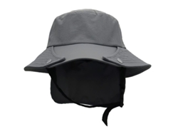 Gorra Bucket Uv Protección Unisex Con Tira De Barbilla Impermeable Y Aleteo Desmontable Gris
