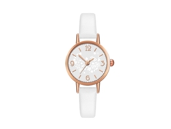 Reloj De Pulsera Analógico Unisex Con Bisel Redondo Y Movimiento De Cuarzo Blanco.