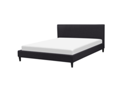 Cama con somier BELIANI Fitou de Poliéster Negro 170x214x87