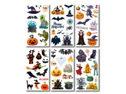Pack de 6 Tatuajes Halloween en modelos surtidos de 6,8 cm