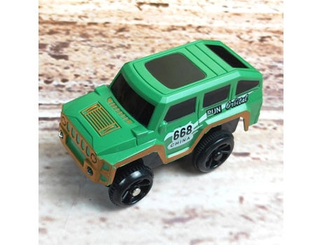 Los Niños Que Compiten Con El Carril de La Curva de Juguete de Pista de Dinosaurio Coche Verde