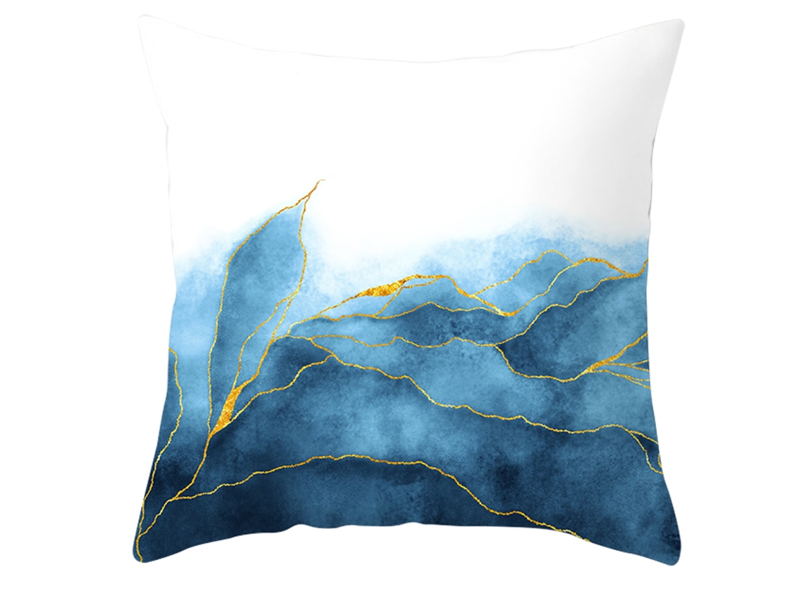 Serie Arte a Tinta Funda Decorativa de Almohada Azul
