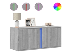 Maison Exclusive - Mueble De Tv De Pared Con Luces Led Gris Sonoma 80x31x35 Cm