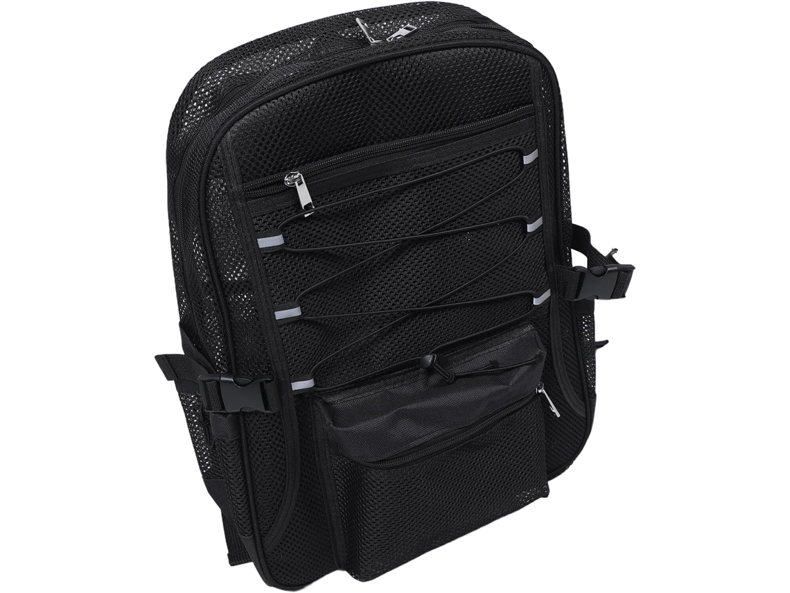 Mochila Deportiva De Malla Transpirable, Ligera Y Plegable, De Color Negro, Con Gran Capacidad Y Compartimentos Espaciosos.