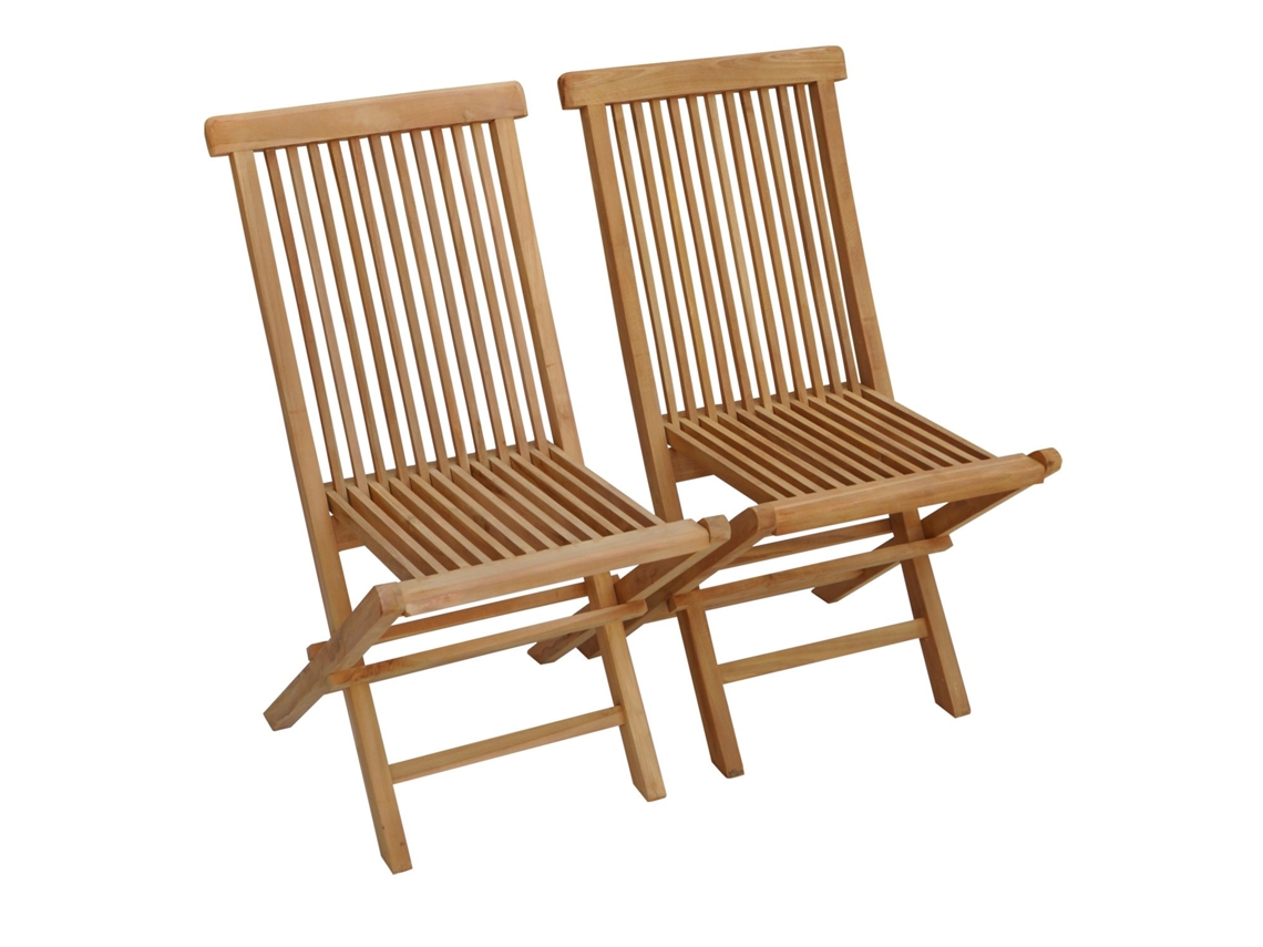 Conjunto 2 Sillas de Jardín HAPPY GARDEN Lombok (Madera - Marrón - 40 x 45 x 90 cm cm)