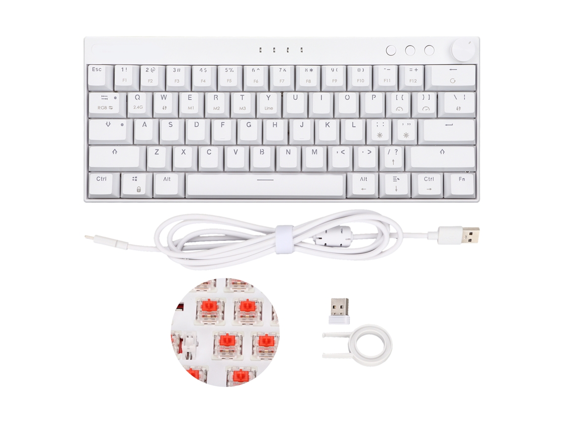 Teclado Mecánico Inalámbrico Con 61 Teclas, 3 Modos, Retroiluminación Rgb, Ideal Para Juegos E Interruptores Rojos.