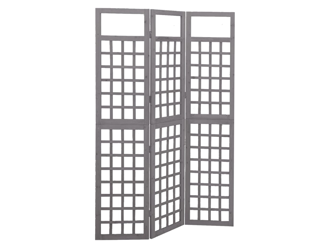 Biombo divisorio de ambientes, partición de 3 paneles, celosía de madera de abeto gris, Dec031197