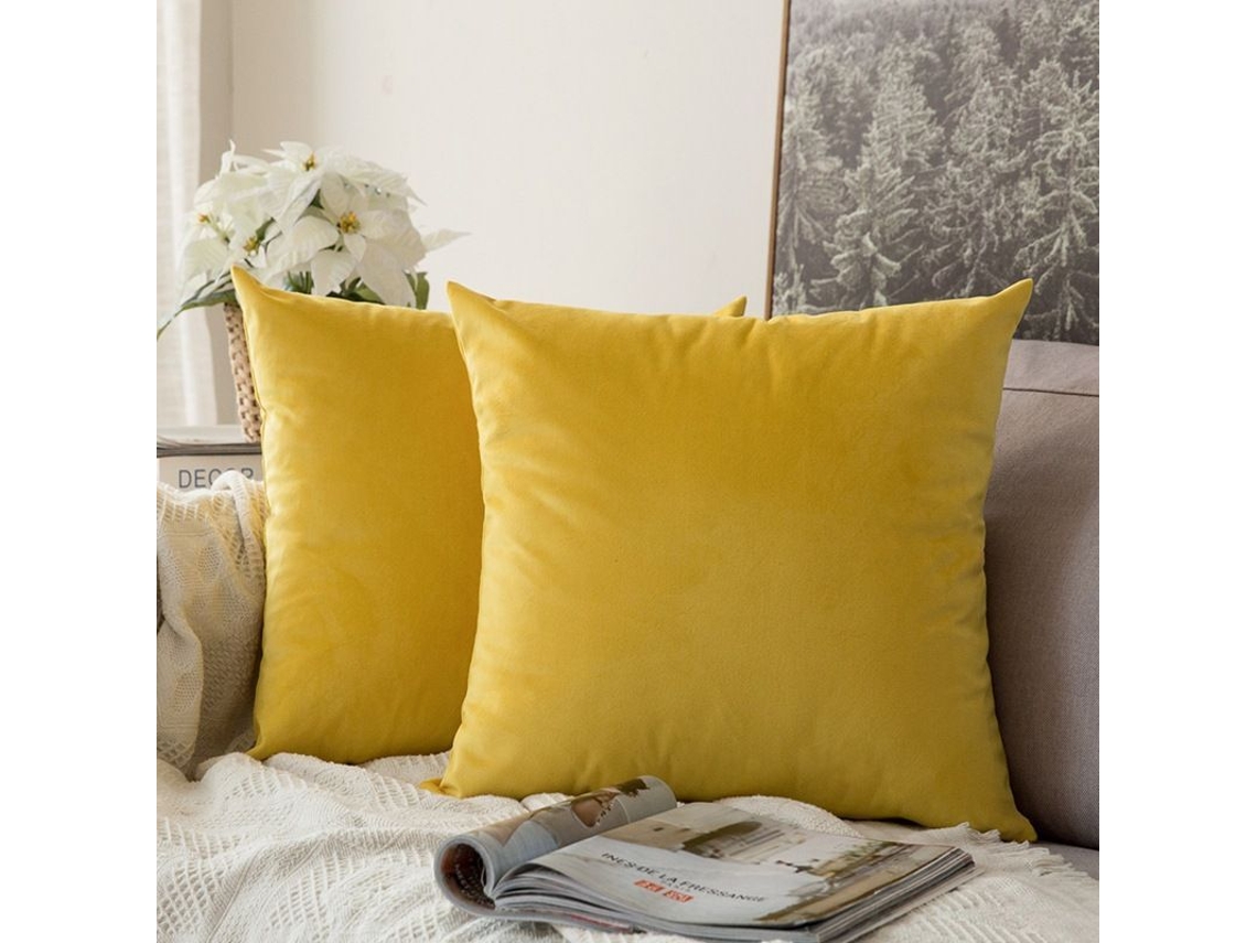 Rebe-fundas De Cojín Decorativas De Terciopelo Suave, 2 Unidades, 45x45 Cm, Sin Relleno, Amarillo, Para Sofá Cama Coche