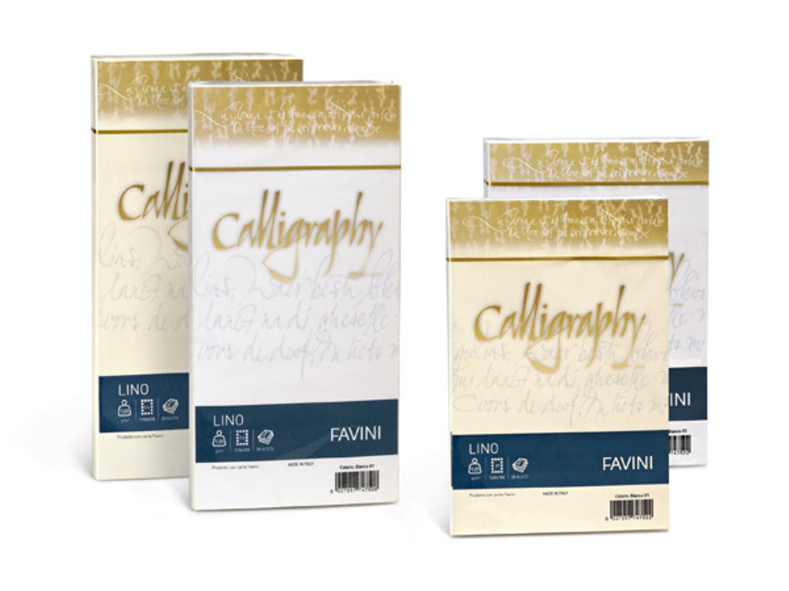 FAVINI Calligraphy Linen Papel para Impresora de Inyección de Tinta A4 210X297 Mm 50 Hojas Marfil
