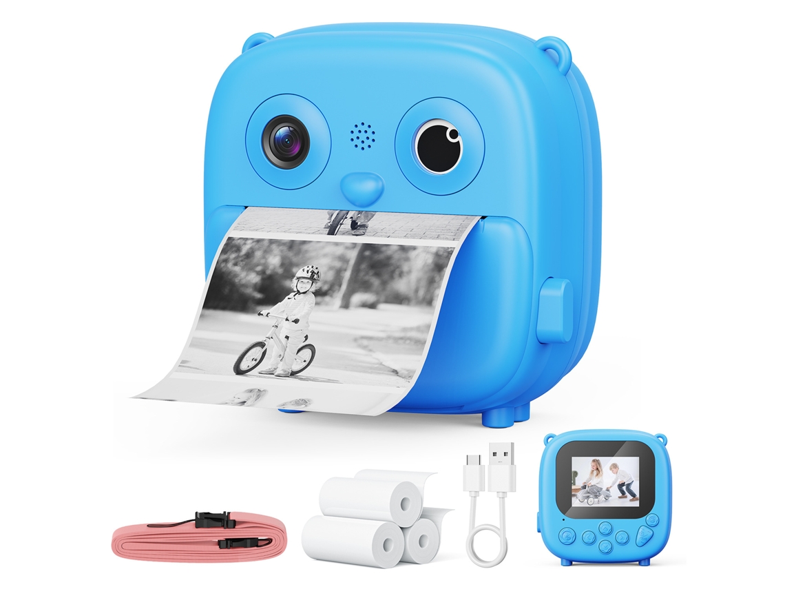 Cámara Polaroid para niños con impresión instantánea + 48mp + juegos educativos SZIQIQI (azul)