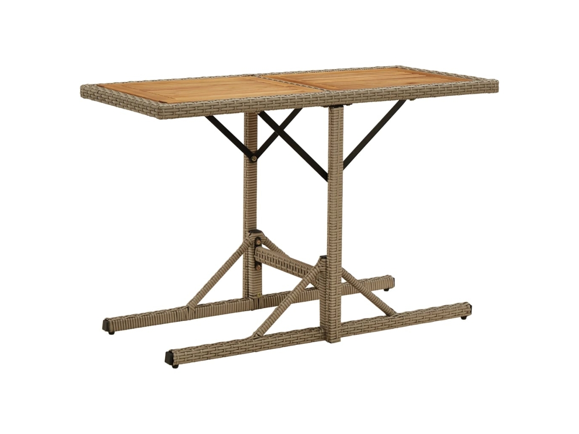 Mesa de jardín LOVELY HOME de madera de acacia maciza y mimbre en color beige (110 x 53 x 72 cm)