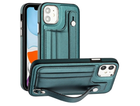 Funda Mobile Phone Cases Shockproof With Wrist para iPhone 11 Piel Marrón