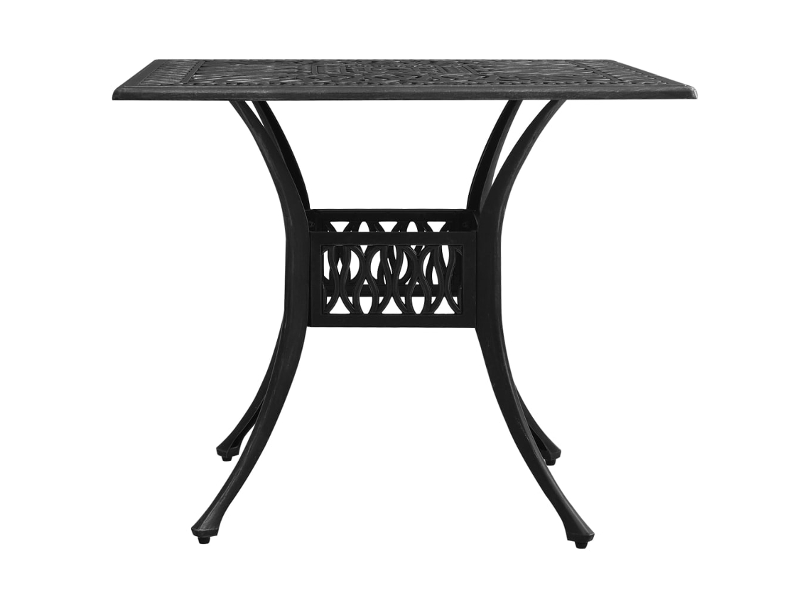 Mesa de jardín LOVELY HOME de aluminio fundido negro (90 x 90 x 73 cm)