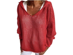 Chaqueta De Punto Para Mujer Con Capucha, Suéter Largo, Invierno Y Otoño, Color Sólido, Poliéster/algodón