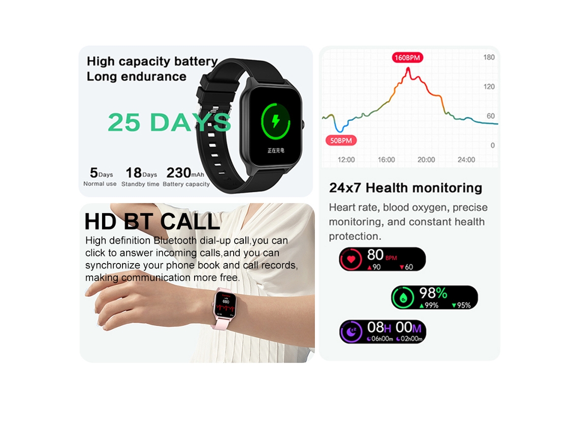 Reloj Inteligente Impermeable Ip67 De 1.83 Pulgadas, Rastreador De Fitness Bt5.2 Para Android Ios, Reloj Deportivo