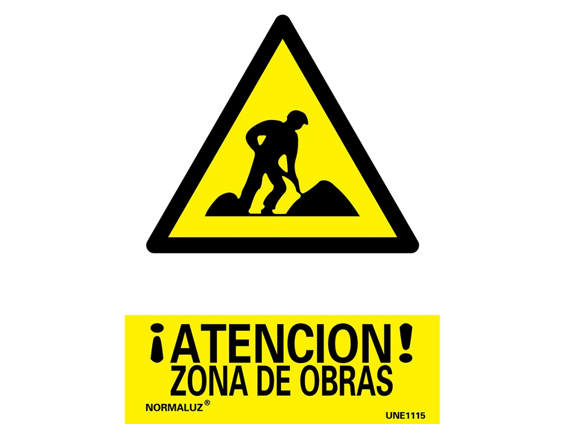 Normaluz señal luminiscente atencion zona obras 21x30  rd30024