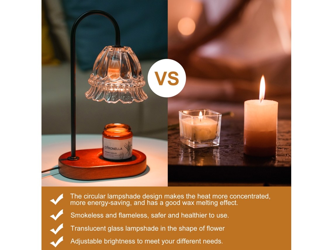 Lámpara calefactora para velas aromáticas y frascos con temporizador ajustable (modelo 2026) con 4 bombillas.