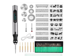 Mini grabador eléctrico, recargable por USB, para tallar vidrio, metal y piedra Gertiz (gris)