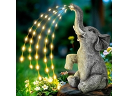 Estatua De Elefante Con Luz Led Solar Para Jardín, Agua Real, Regalo De Cumpleaños