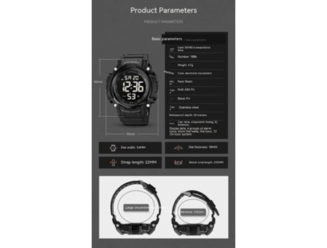 Hombres Deportes Pantalla LED Relojes digitales Impermeable Cronómetro luminoso Reloj despertador-Máquina blanca azul LUUCOZK