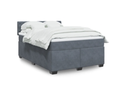 Cama Box Spring Con Colchón Terciopelo Gris Oscuro 140x200 Cm