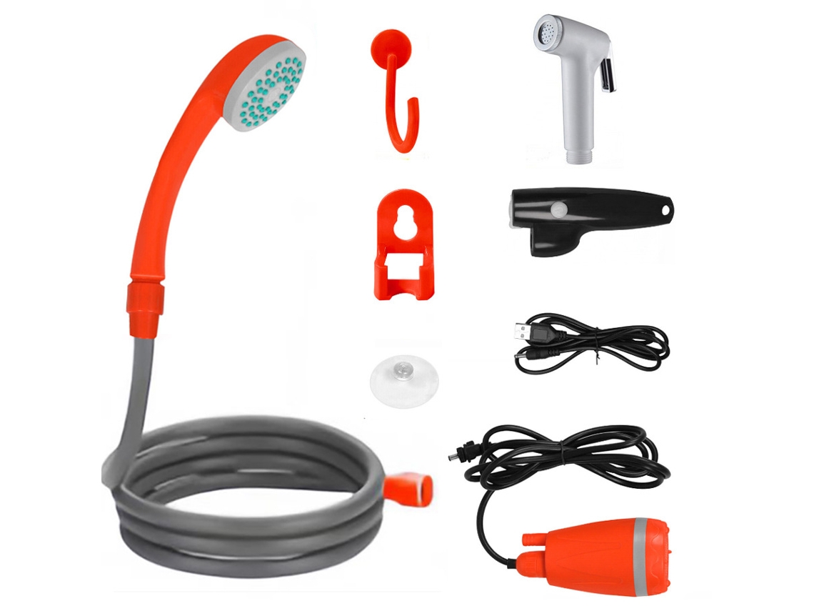 Bomba de ducha portátil para exteriores, ducha eléctrica recargable por USB, ideal para viajes, camping, lavado de coches, naranja Cuich
