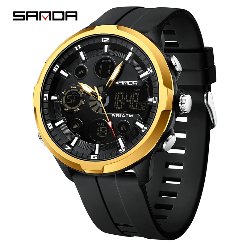 Reloj Digital De Lujo Para Hombre (dorado), Resistente Al Agua Hasta 50 Metros, De Cuarzo.