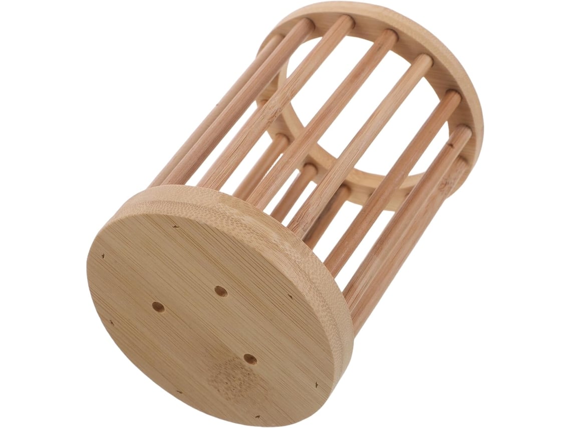 Ventilación Eficiente El Soporte Para Utensilios De Bambú Presenta Un Diseño Único Calado Que Promueve La