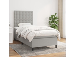 Cama Box Spring Con Colchón Tela Gris Claro 80x200 Cm