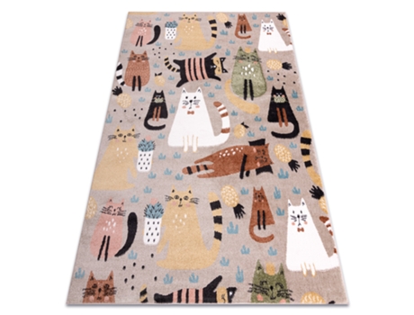 Alfombra Fun Kittens Para Niños, Gatos Beige (180 x 270 cm)