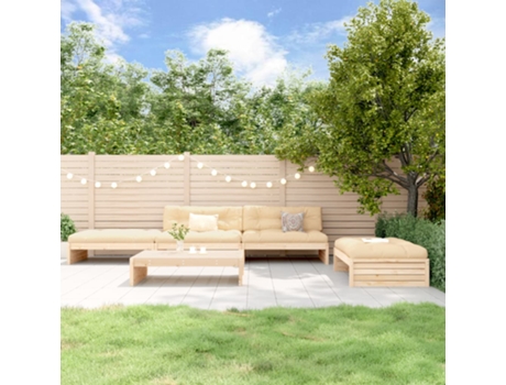 Conjunto 5 de muebles de jardín VIDAXL y cojines madera maciza