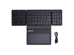 Teclado inalámbrico Bluetooth Baoj-2026 con panel táctil, plegable, delgado, 81 teclas, portátil para ordenadores y tabletas.