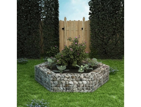 vidaXL Arriate hexagonal de gaviones 200x173x40 cm