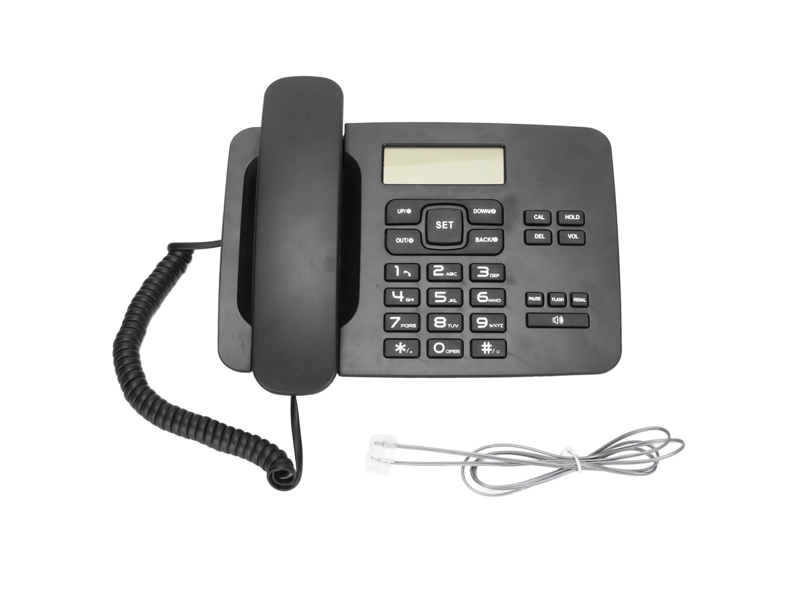 Teléfono Fijo Con Cable, Identificador De Llamadas Y Función De Premarcación Para El Hogar Y La Oficina - Negro