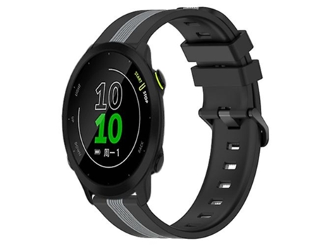 Correa para Garmin Forerunner 158 20 mm Correa de reloj de silicona bicolor vertical Negro-Gris VENISYMLIS