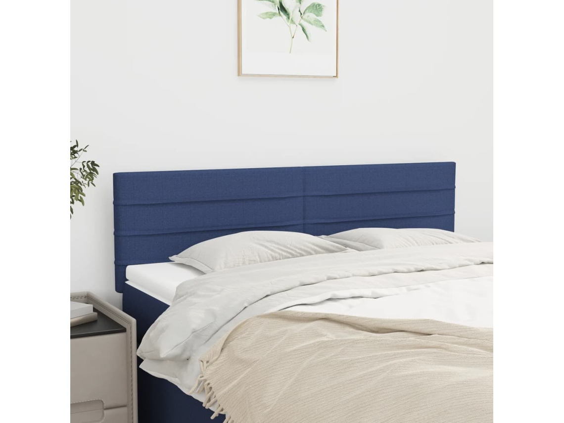 Cabeceros 2 Unidades Tela Azul 72x5x78/88 Cm