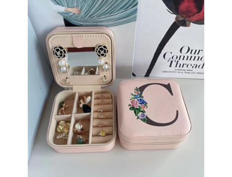 Caja de almacenamiento de joyas con espejo, joyero de madera de doble capa, caja de almacenamiento de pendientes HHZ