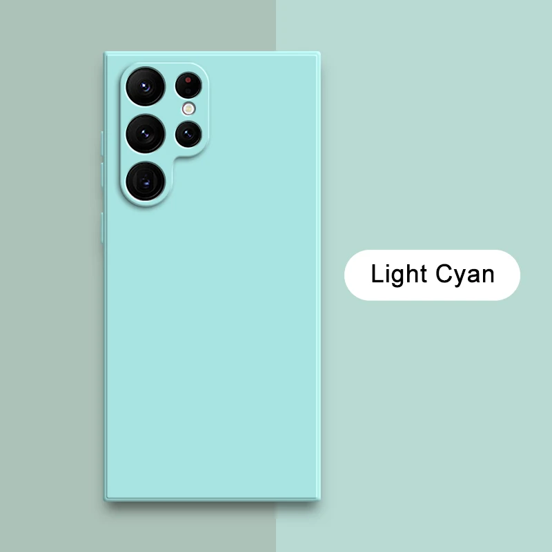 (samsung S21 Ultra, Cian) Funda Protectora De Silicona Líquida Para Teléfonos Samsung, Cubierta Trasera De Tela Suave.
