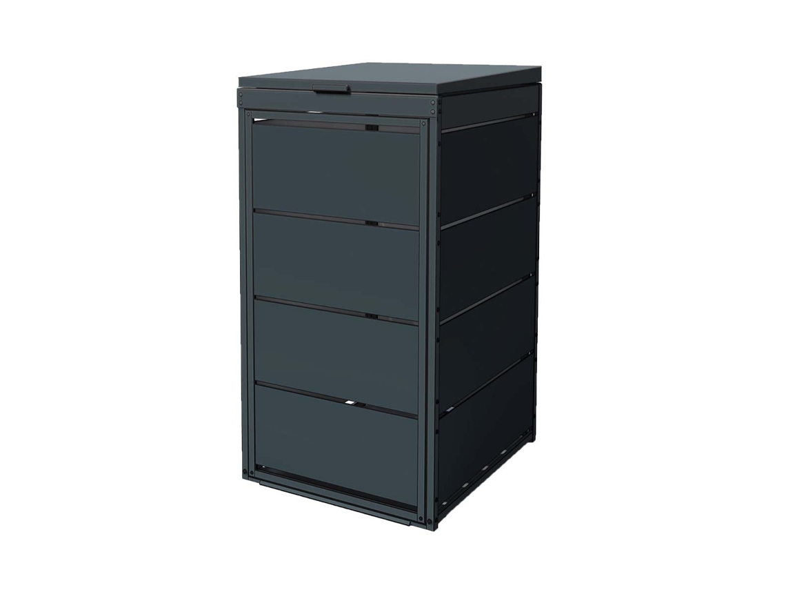 Cubo Para Contenedores Exterior Simple De Acero Galvanizado - Cobertizo Para 1 Contenedor De 120 Litros - Gris Antracita Ral7016