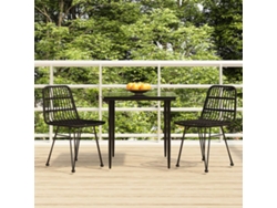 Juego de comedor de jardín de mimbre PE negro Dkd Home Decor