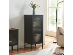 Aparador Karlskrona acero/cristal 60x42,5x40 cm - Negro mate [EN.CASA]